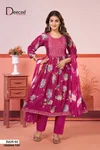 Zulfi By Deecee Rayon Foil Printed Embroidery Anarkali Kurtis Set